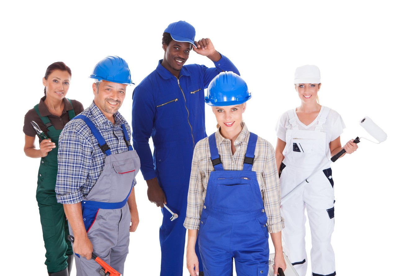 Group Of People Representing Diverse Professions On White Background